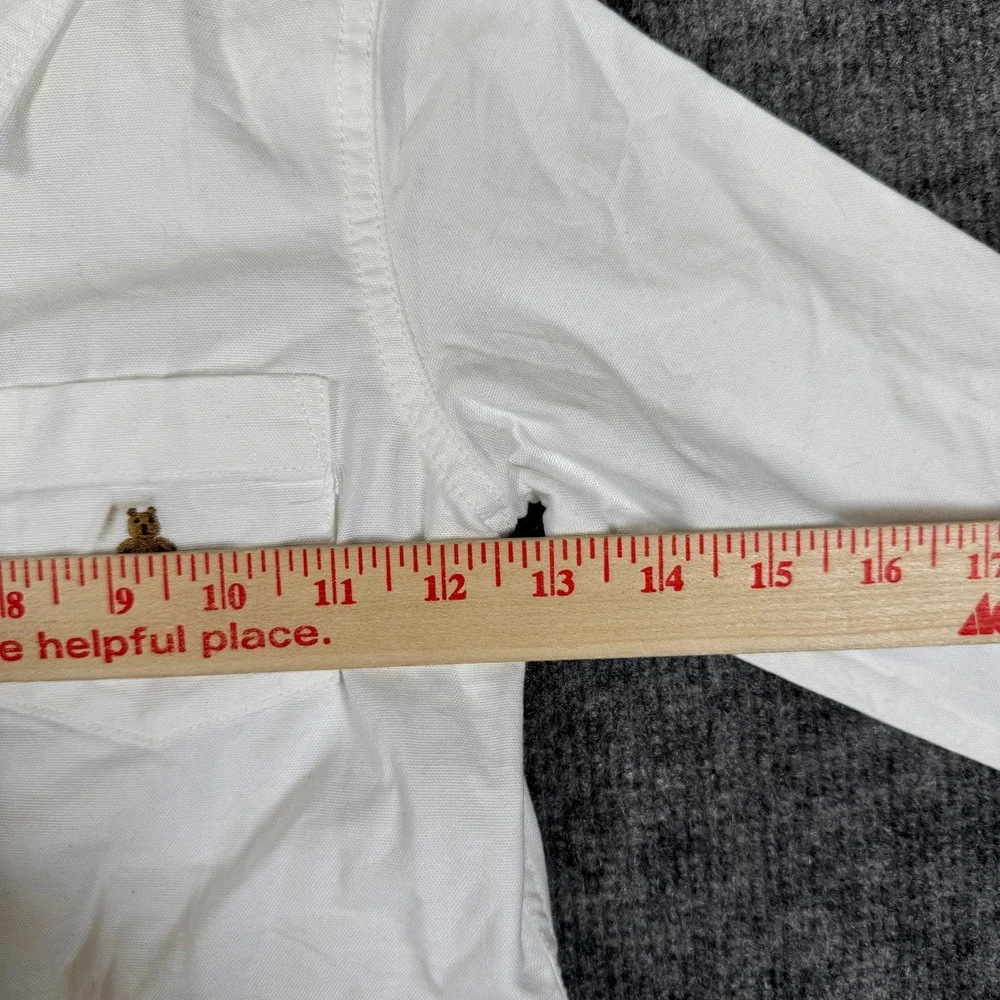 NWT Baby Gap Toddler Boys White Long Sleeve Button Down Shirt Bear Logo 4 Years